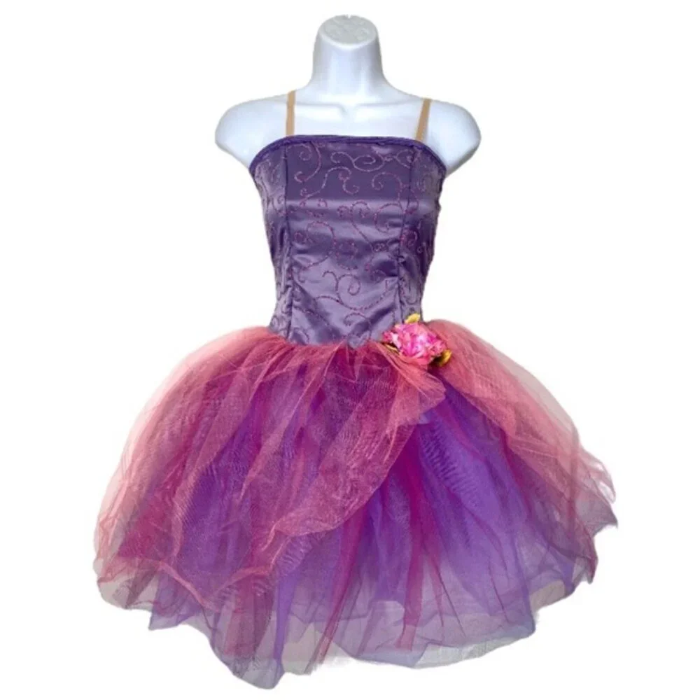 Floral dress tutu for dance or Halloween Child Large